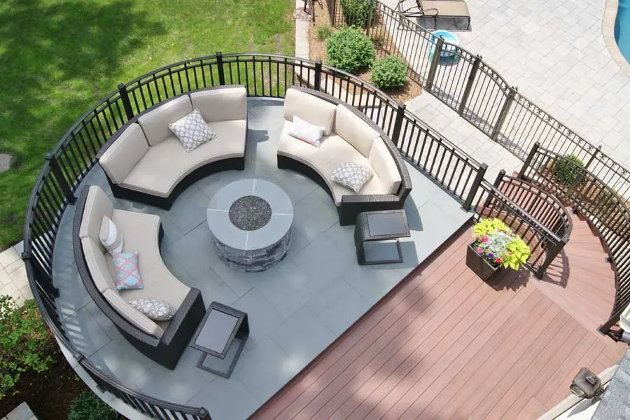 Composite deck design inspiration with an outdoor seating area
